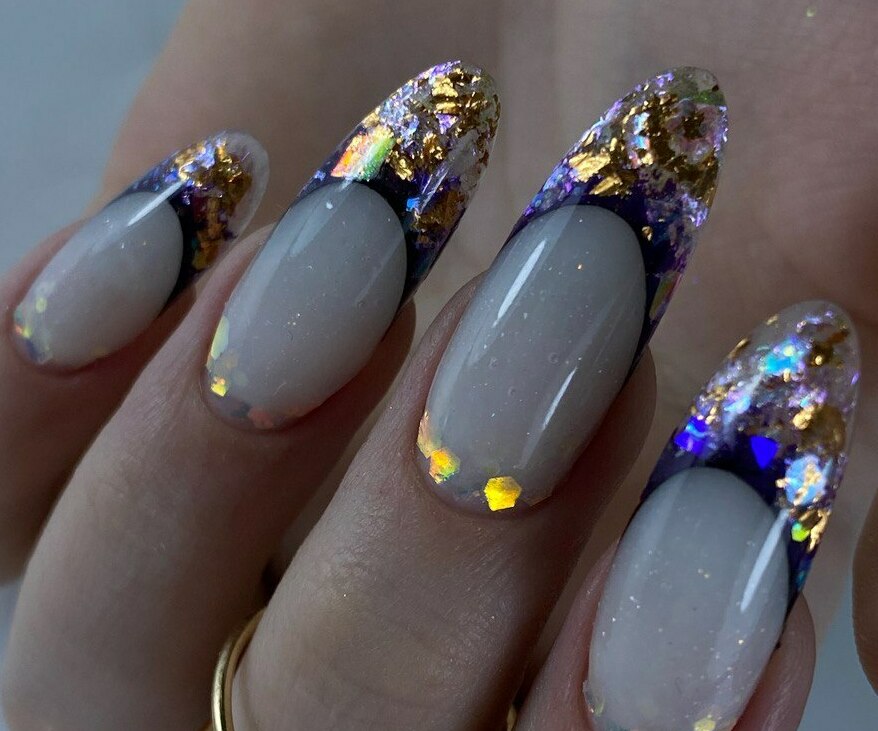 Скоростное наращивание на гелевых типсах + выкладной френч